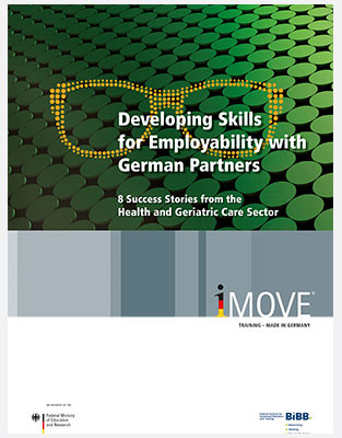 Titelbild der Broschüre 8 Success Stories from the Health and Geriatric Care Sector