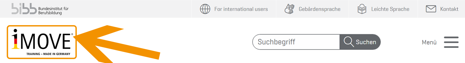 Kopf des Portals mit hervorgehobenem iMOVE-Logo