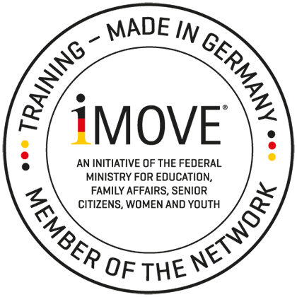 Logo mit dem englischen Text Member of the Network und dem Namen des Ministeriums