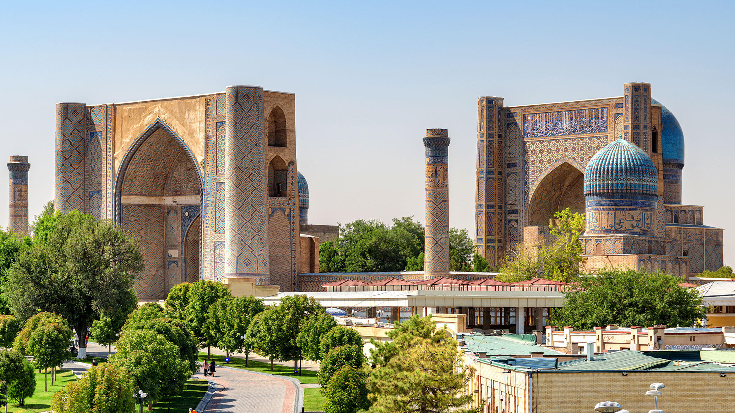 Blick auf die Bibi-Khanym-Moschee in Samarkand, Usbekistan
