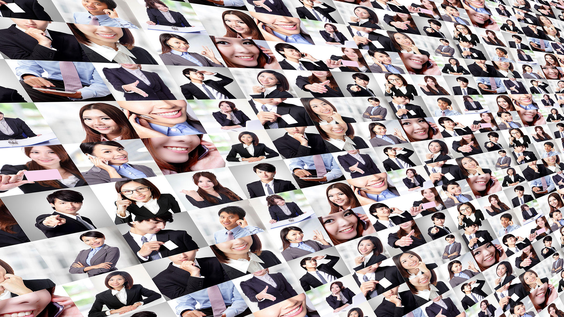 Collage aus Gesichtern asiatischer Geschäftsleute