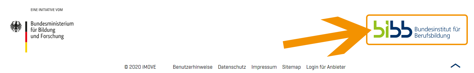 Fuss des iMOVE-Portals mit hervorgehobenem BIBB-Logo