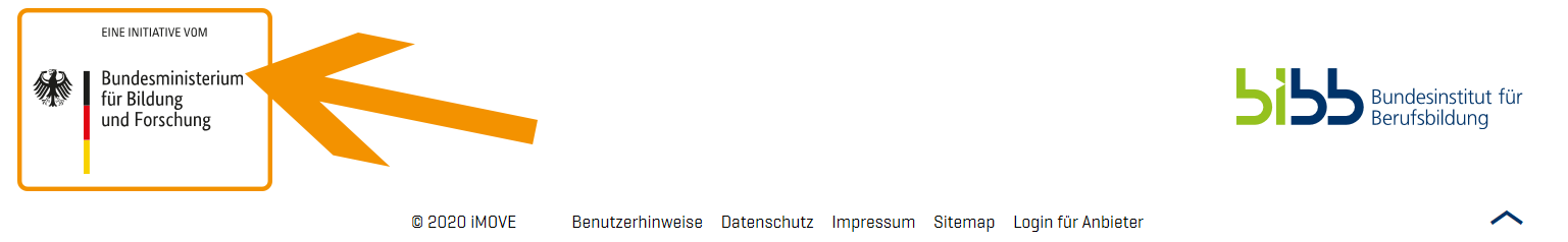 Fuss des iMOVE-Portals mit hervorgehobenem BMBF-Logo