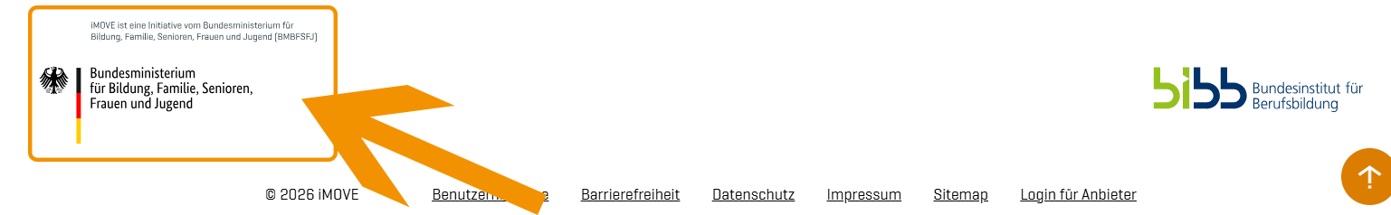 Fuss des iMOVE-Portals mit hervorgehobenem BMBF-Logo