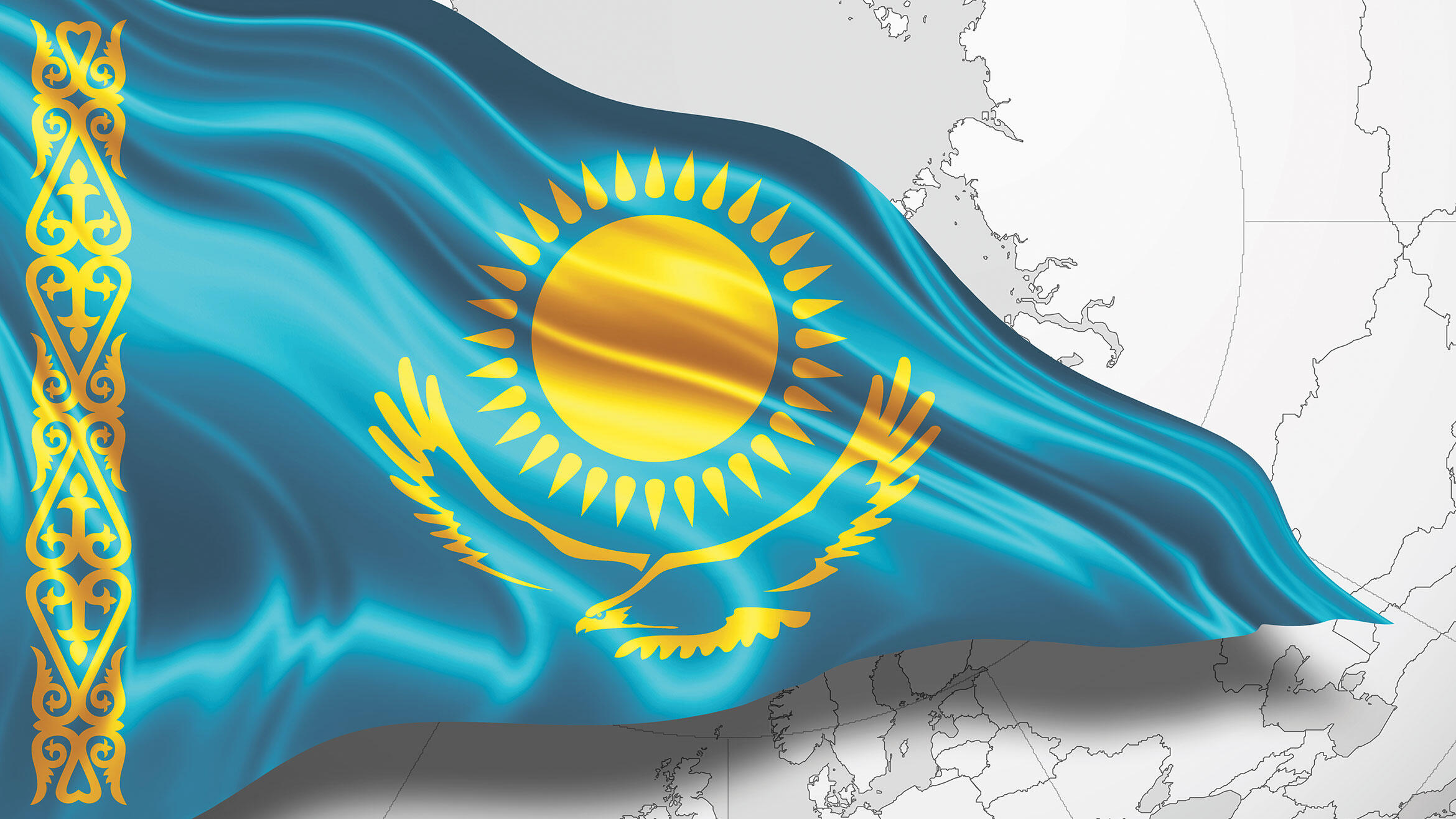 wehende kasachische Nationalflagge