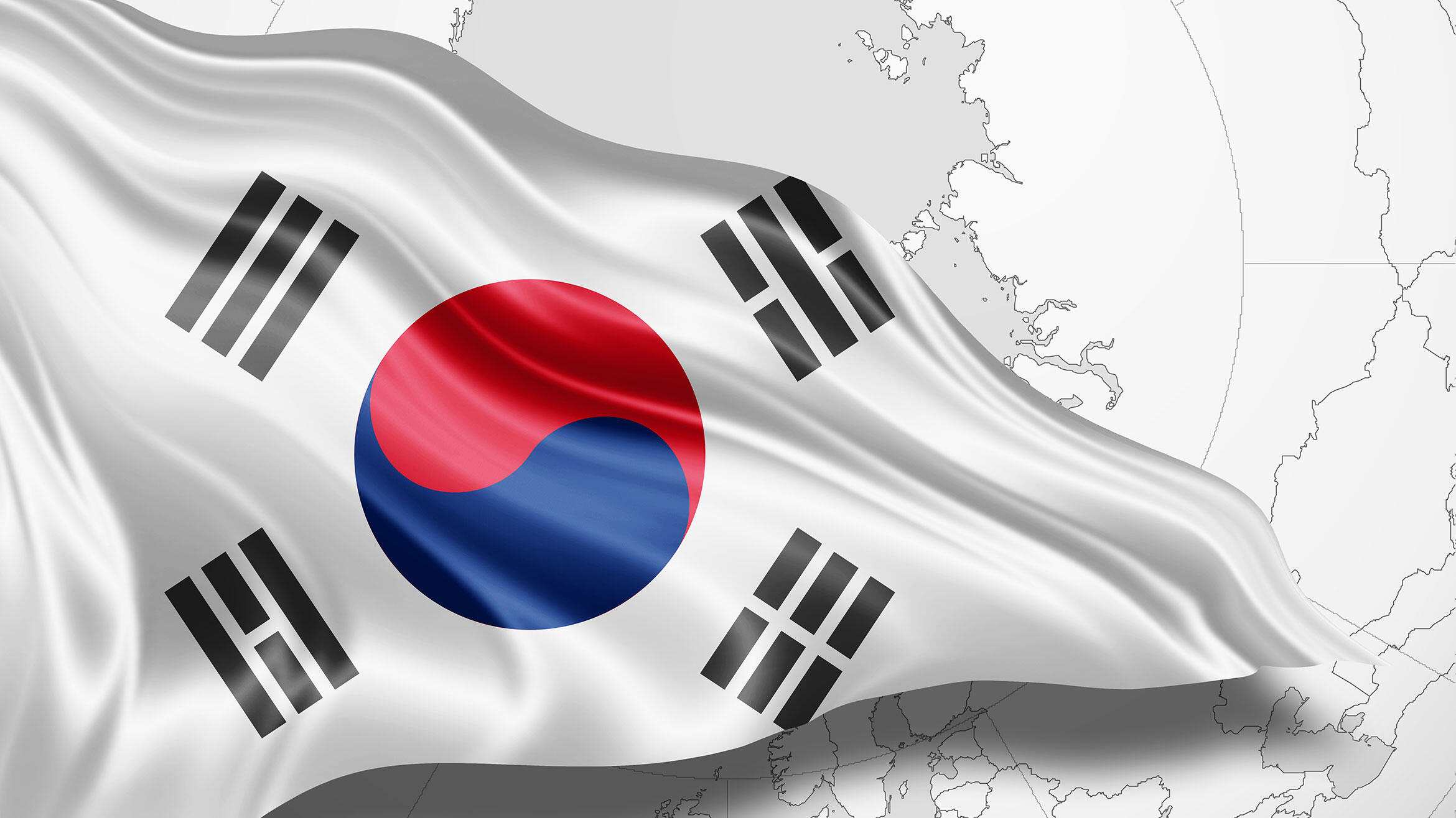 wehende südkoreanische Nationalflagge