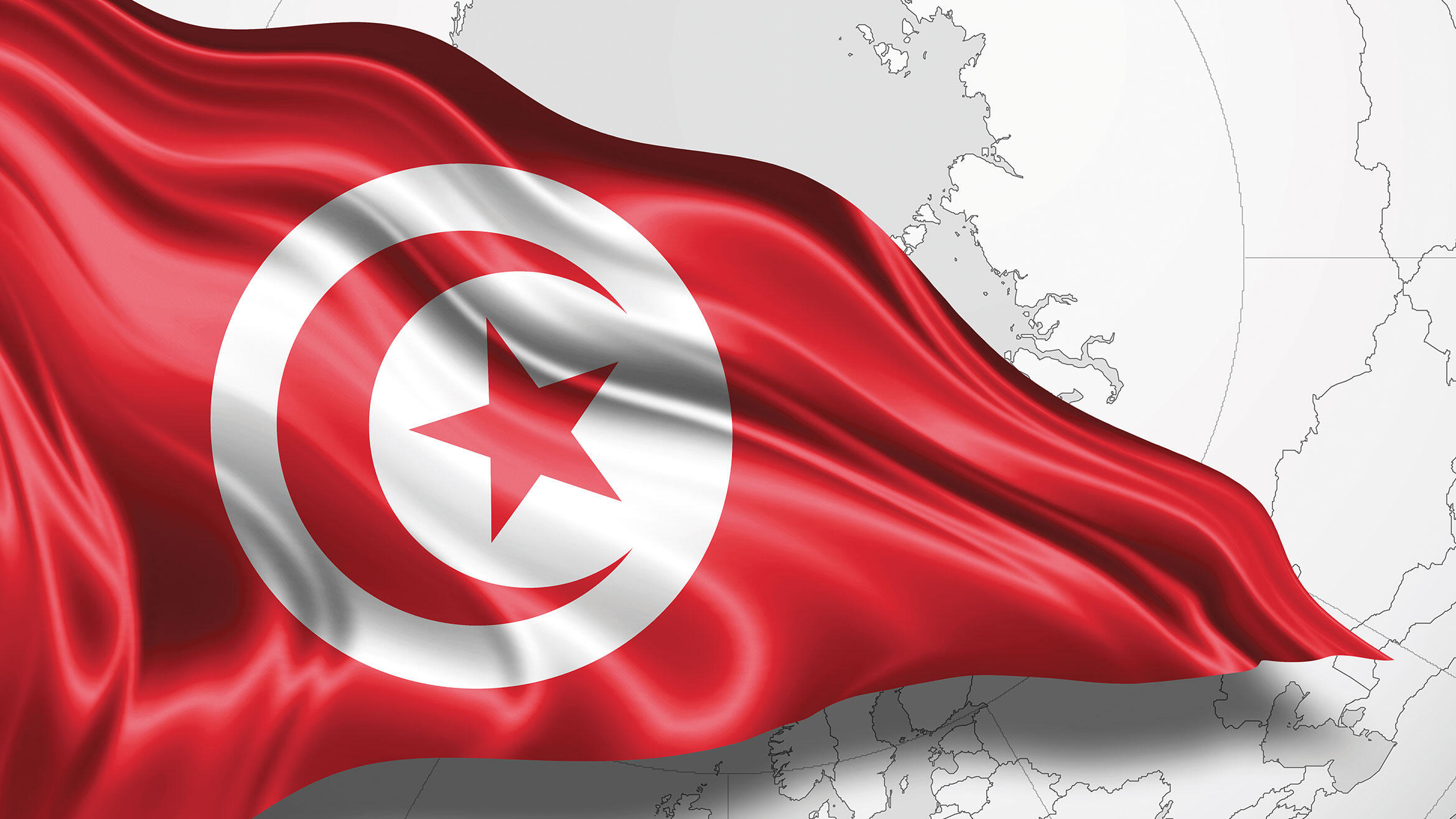 wehende tunesische Nationalflagge