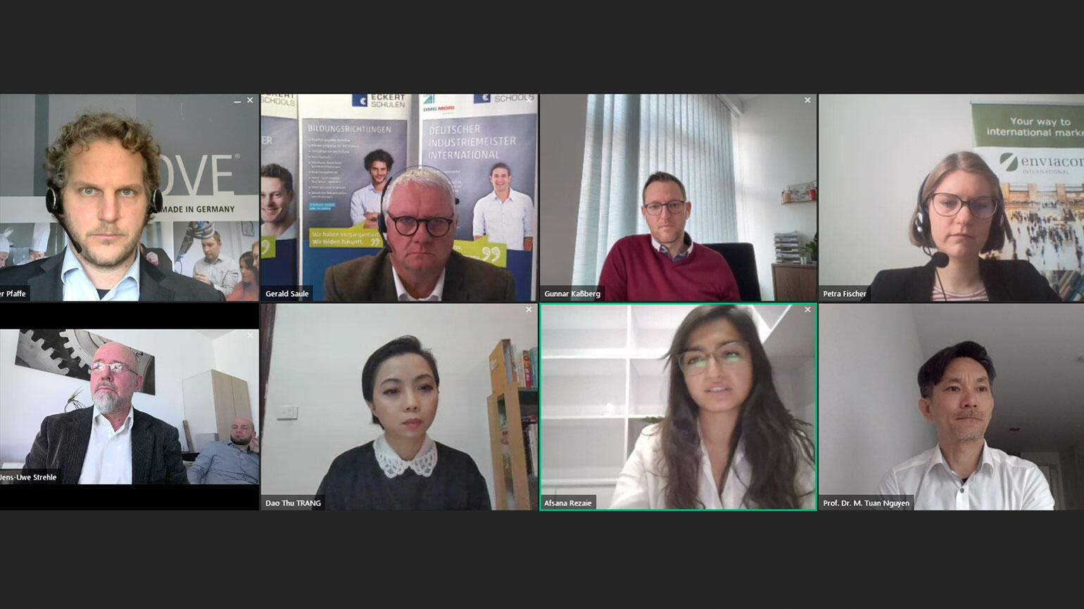 Screenshot der im Laufe des Seminars referierenden Personen