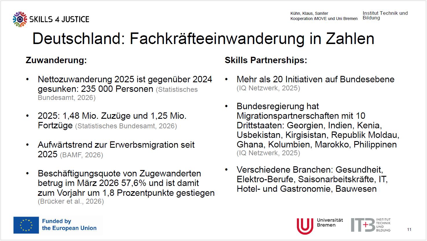 Statistik mit Zahlen zur Fachkräfteeinwanderung in Deutschland