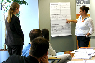 Teilnehmerin am Flipchart