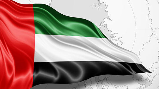 wehende Nationalflagge der Vereinigten Arabischen Emirate