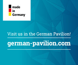 Werbebanner für den deutschen Pavillon mit englischem Text