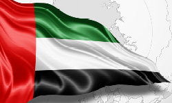 wehende Nationalflagge der Vereinigten Arabischen Emirate