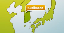 Grafische Darstellung der Region; Südkorea ist farbig hervorgehoben und mit dem Ländernamen versehen