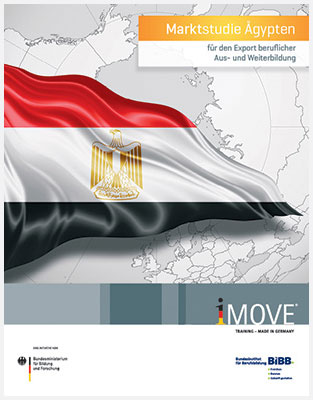 Titelbild der Marktstudie Ägypten mit Flagge Ägypten; Text: Marktstudie Ägypten für den Export beruflicher Aus- und Weiterbildung
