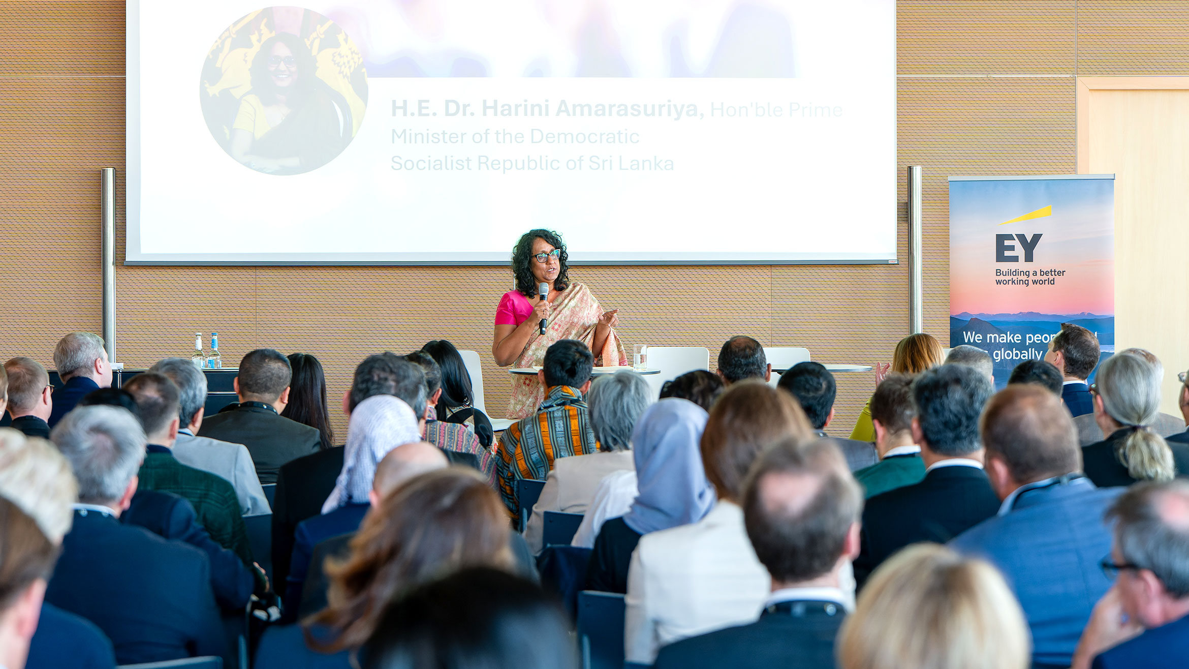 Looking over the audience to a speaker