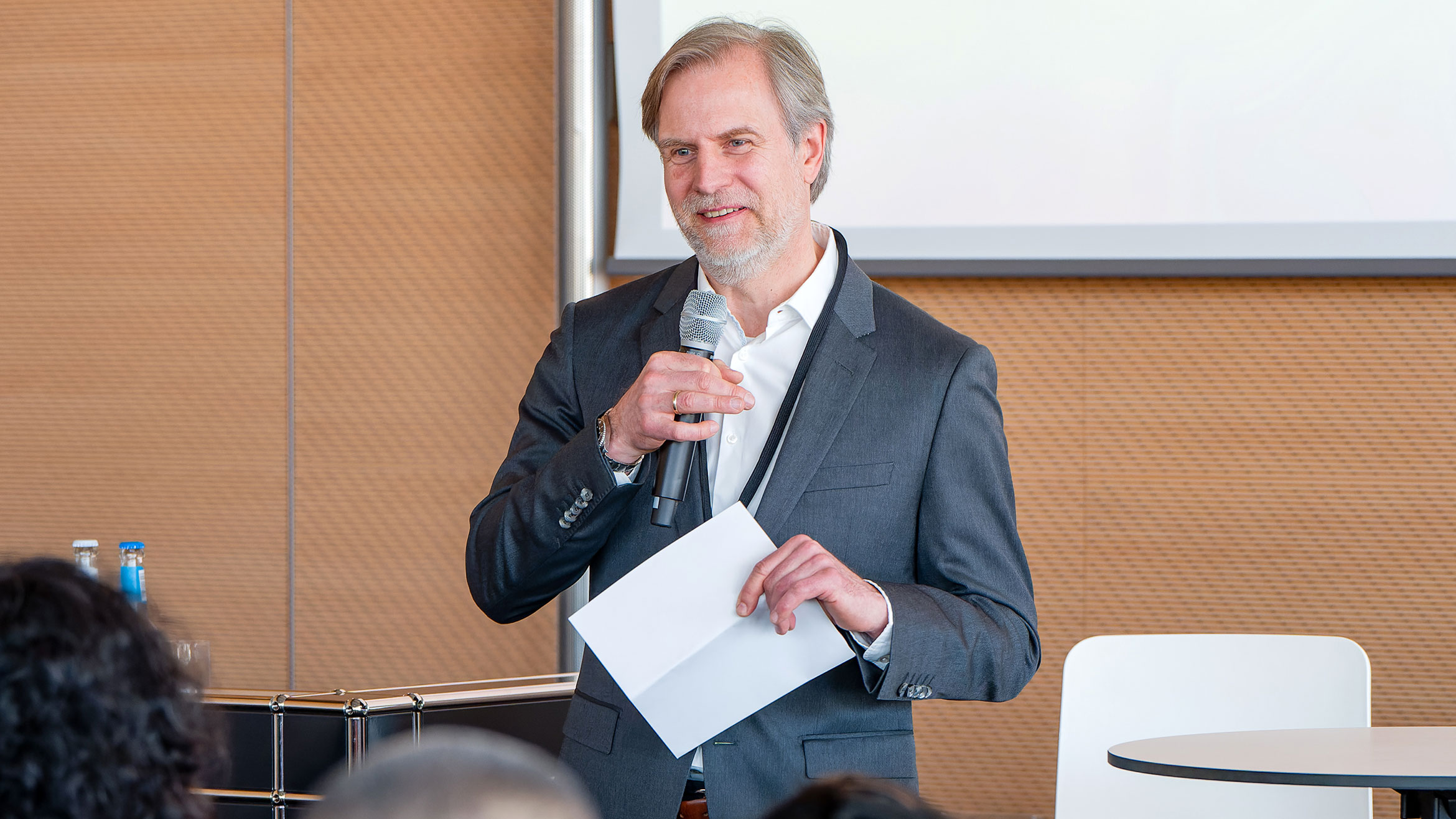 close-up of a male speaker
