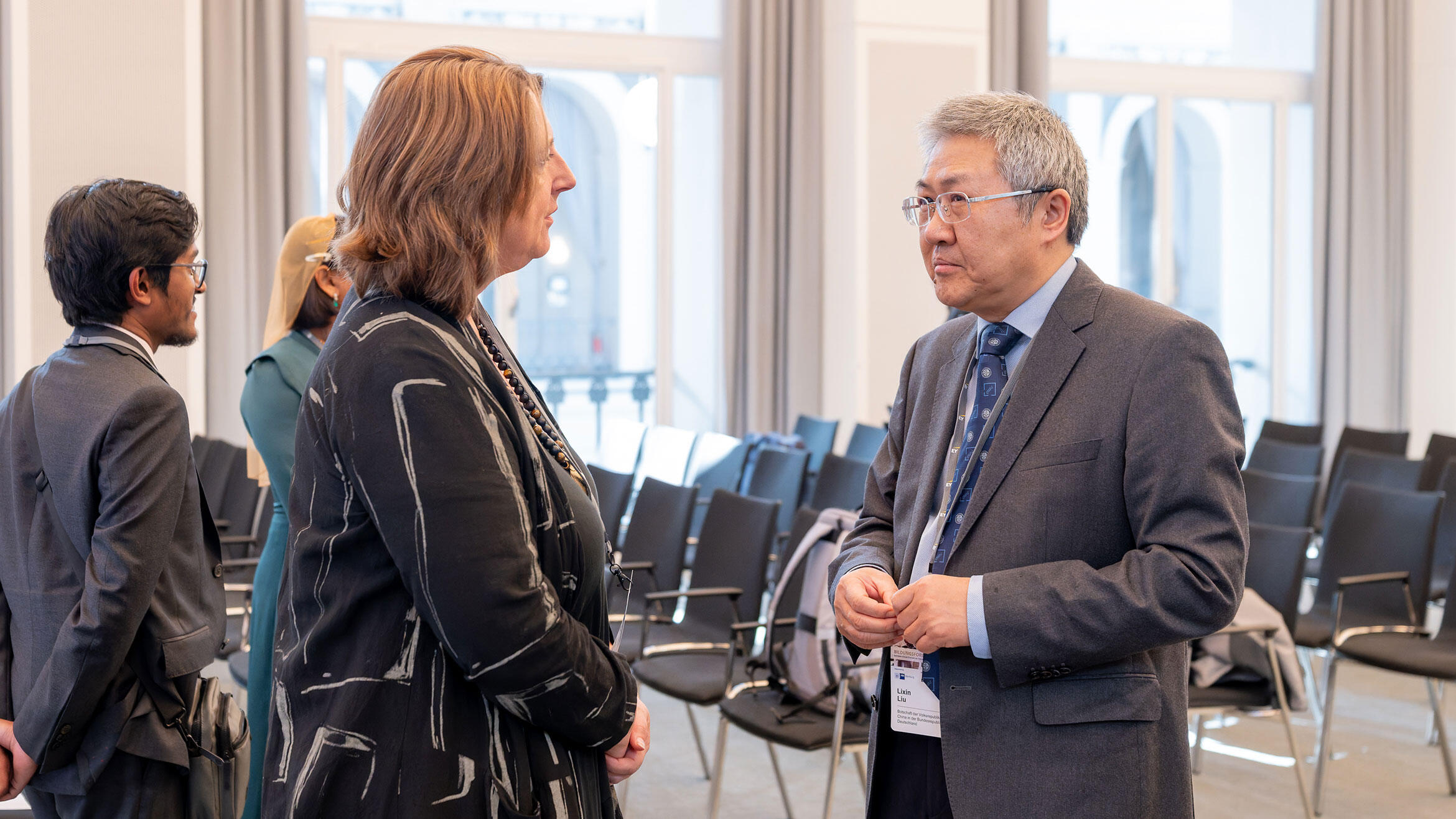 woman and man in discussion