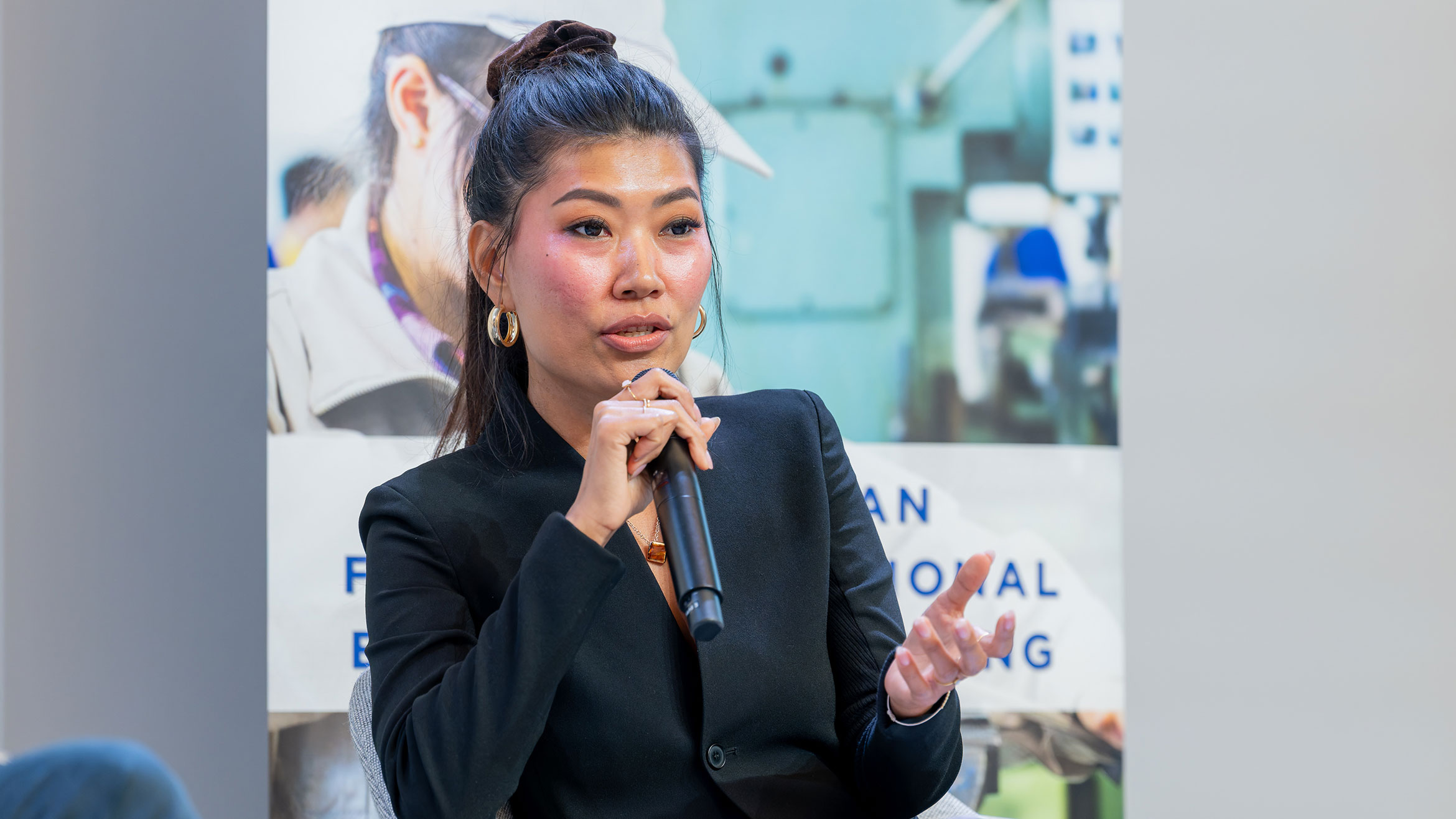 Close-up of speaker Fiona Thu