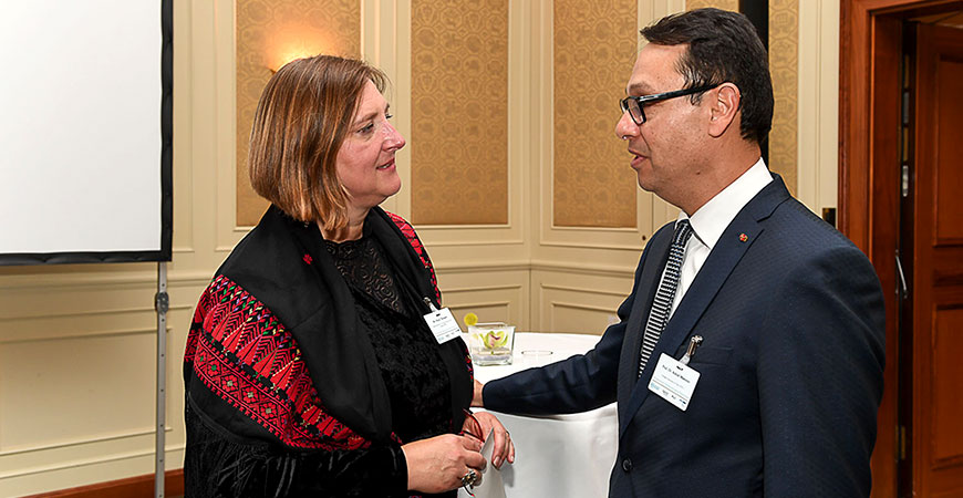 Two people in conversation
