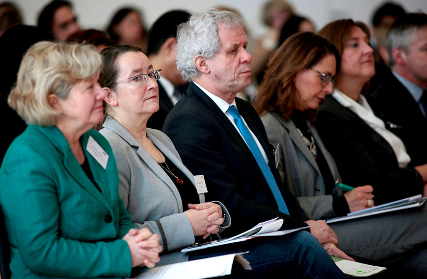 Close-up of several attendants