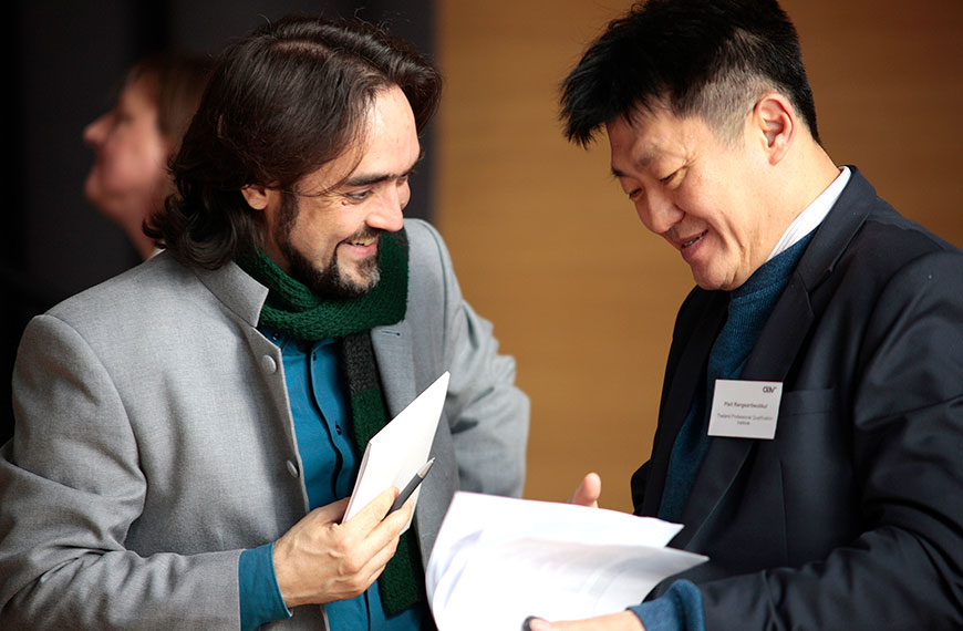 Two men in a discussion