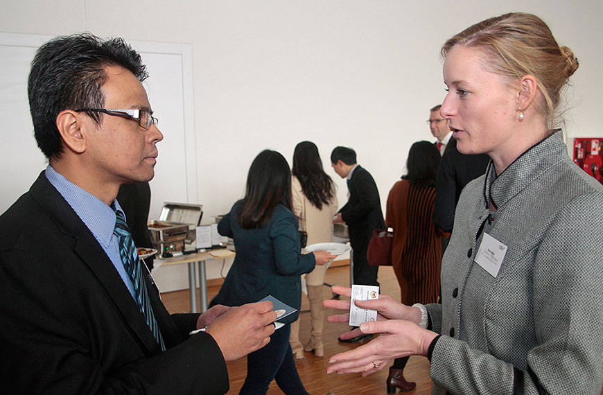 Two people in conversation