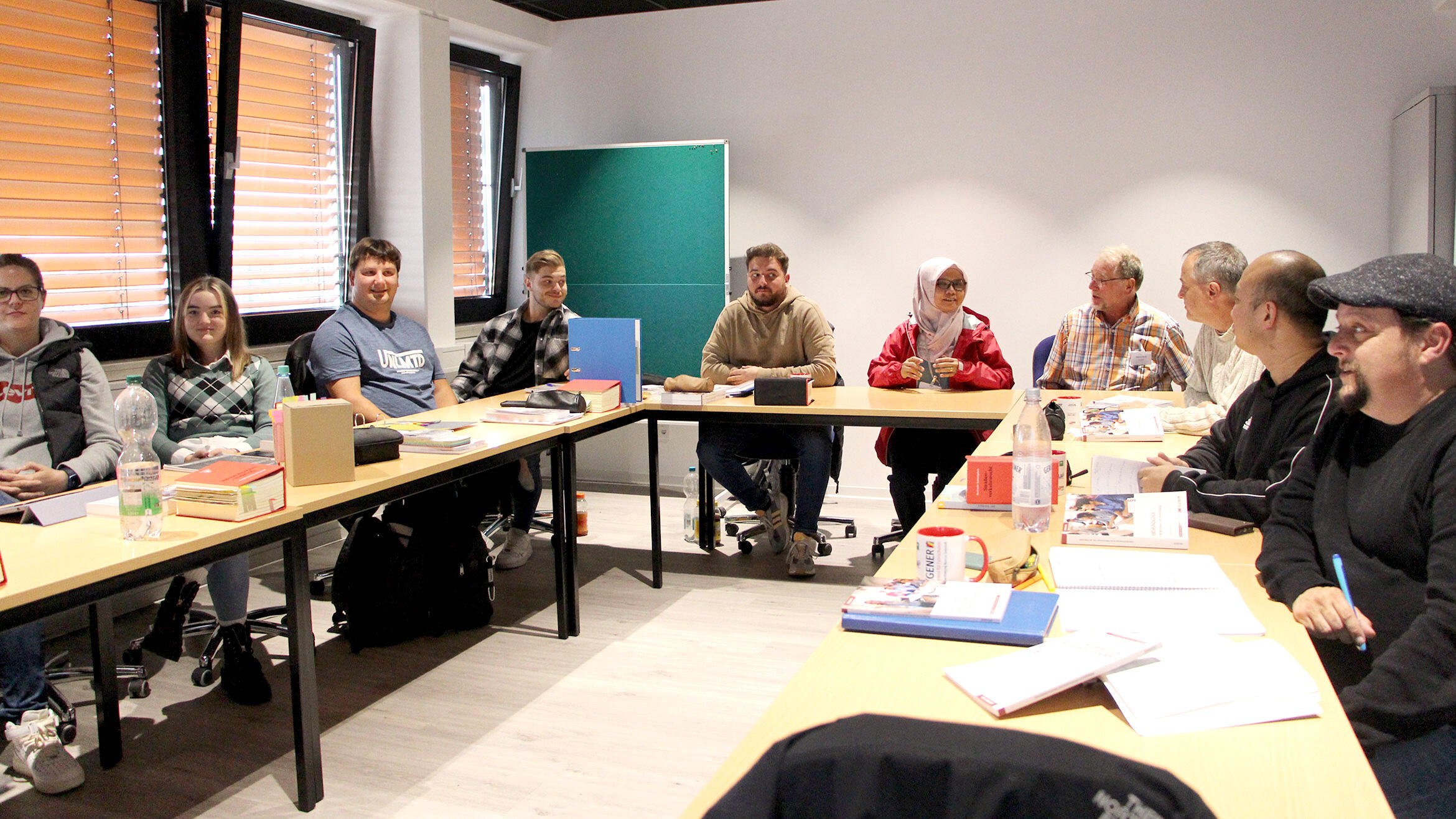 delegation sitting in a classroom