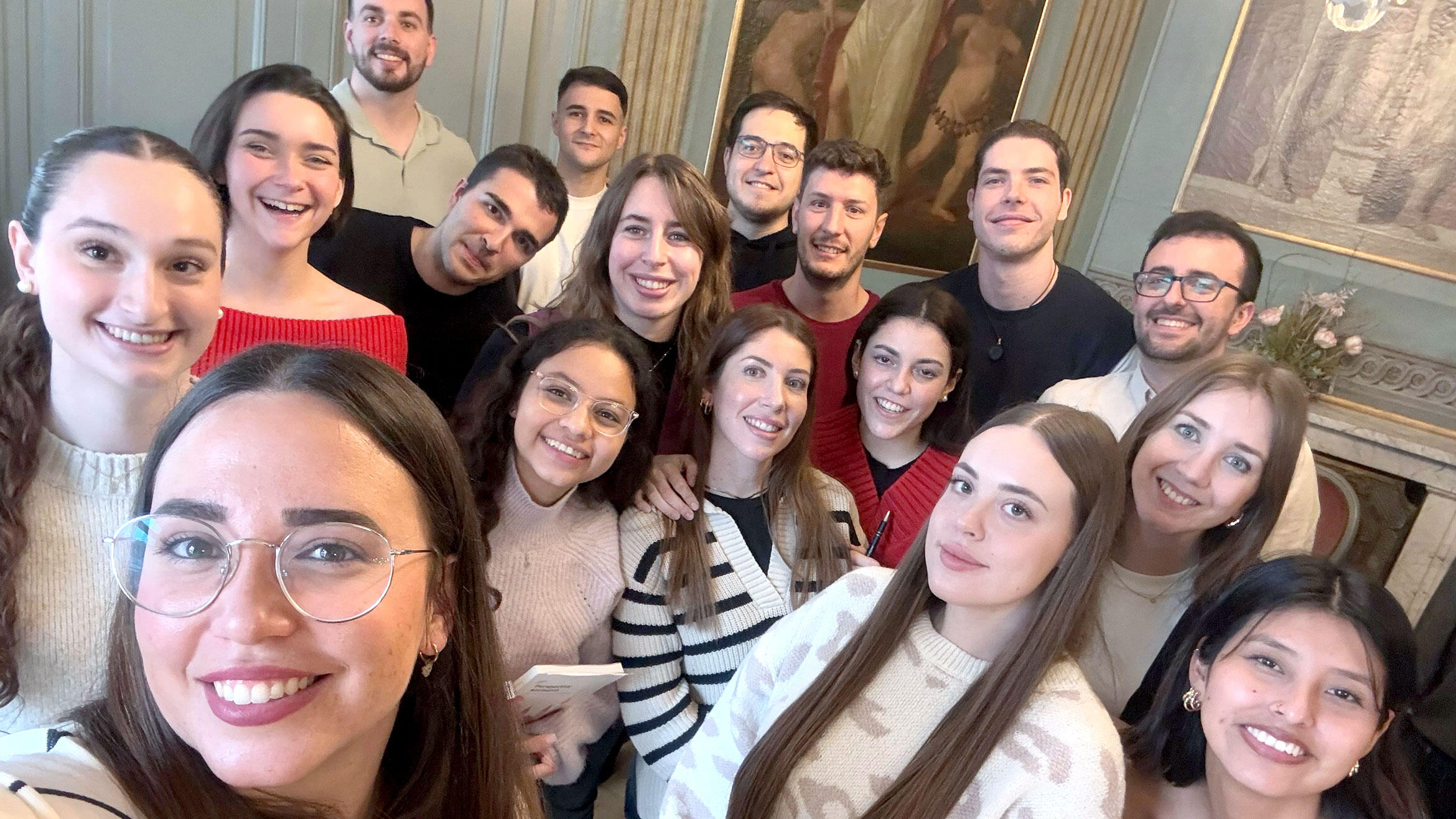 Selfie of a group of young Spanish professionals