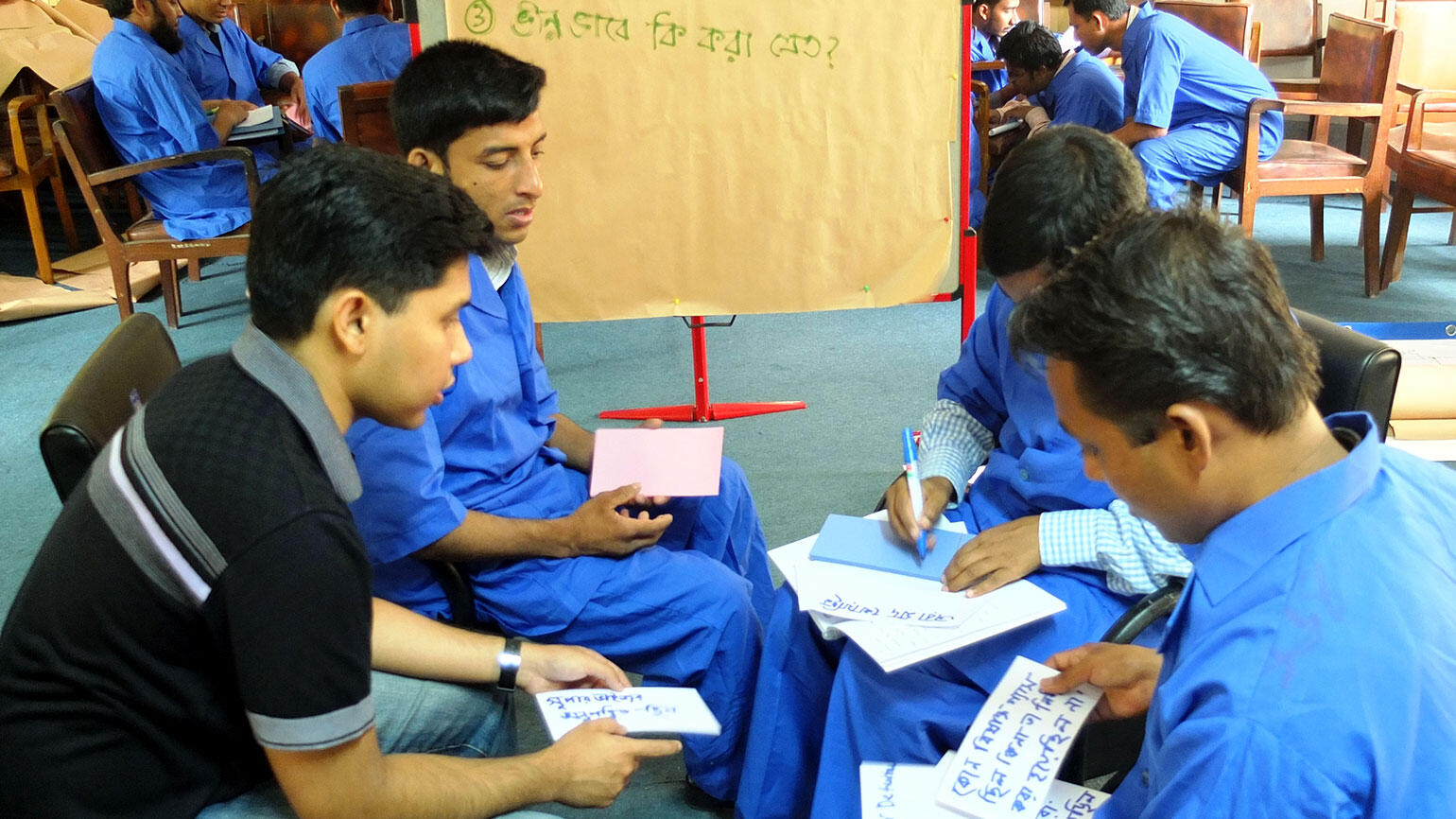 scene with some men working  in a group work