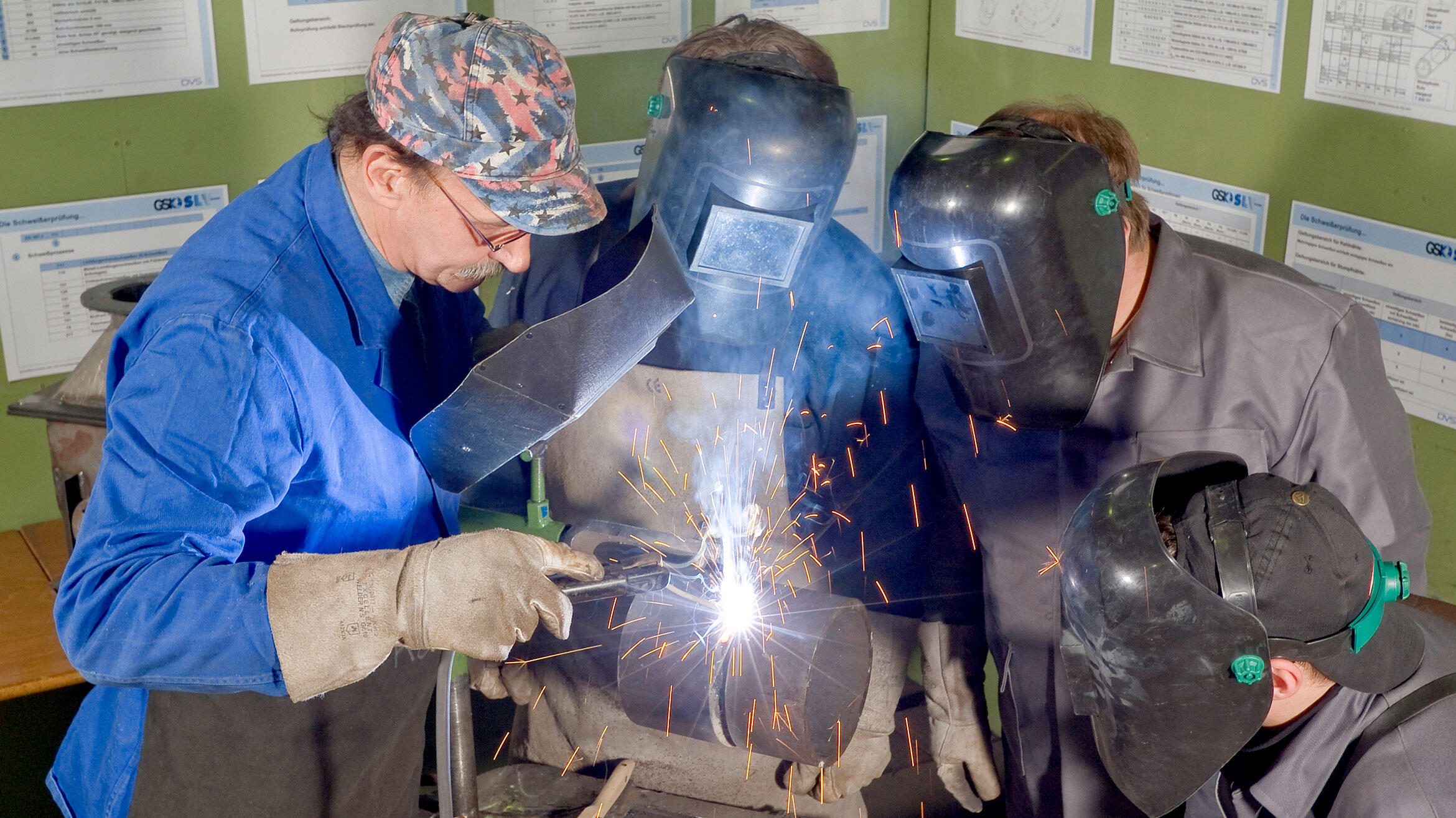 trainees practice welding