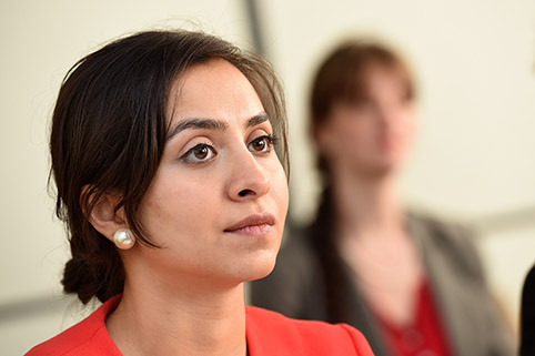 close-up of a female attendant