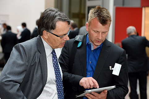 conversation amongst two participants during a break