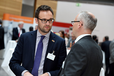 conversation amongst two participants during a break