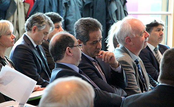 Close-up of several attendants