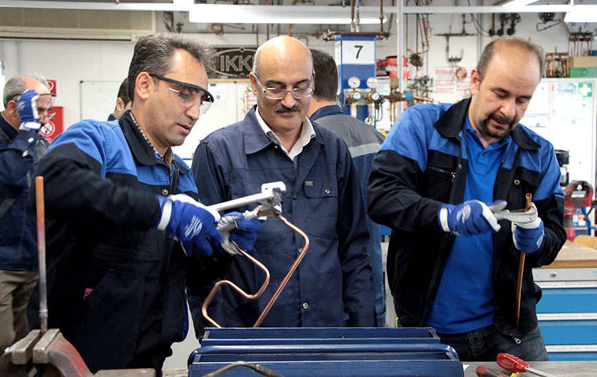 Training scene in a workshop