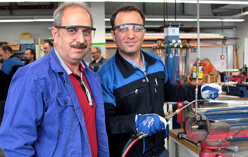 Training scene in a workshop