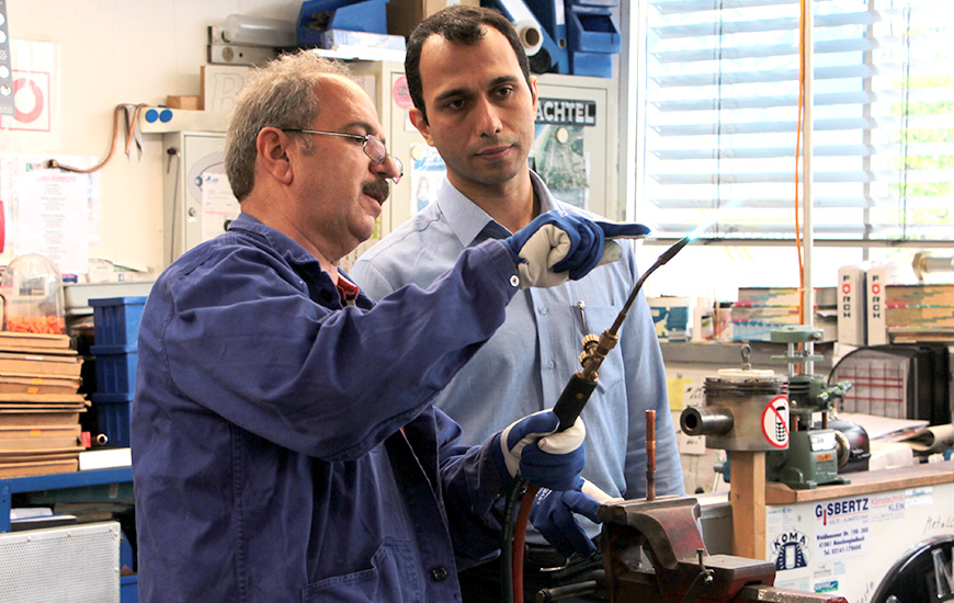 Training scene in a workshop