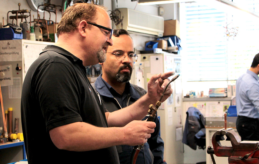 Training scene in a workshop