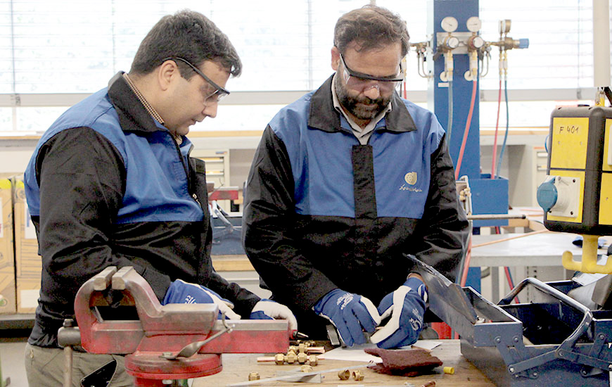 Training scene in a workshop