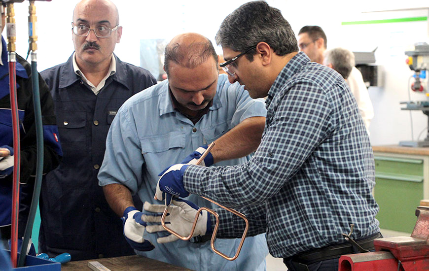 Training scene in a workshop