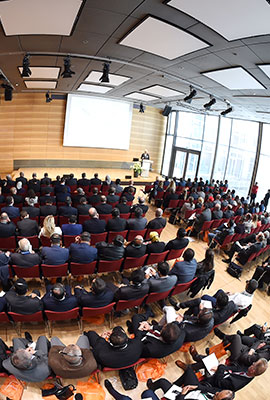 View into the well filled conference room