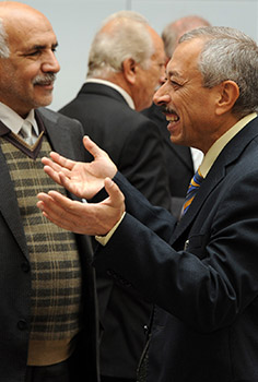 conversation amongst participants during a break