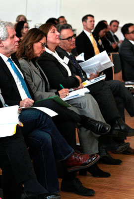 View of the fully occupied rows of chairs