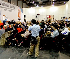 View of audience attending a presentation