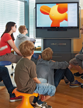 children looking at a screen