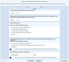 sreenshot of the iMOVE online survey on customer satisfaction