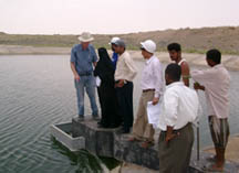 People standing at water basin