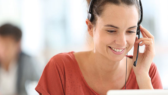 woman with headset